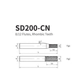 G-SD200-CN  8/12 Flutes, Rhombic Teeth - Big-tools Industrial Supply Tools for Metal Cutting